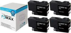 SuppliesMAX Compatible Replacement for Brother HL-L6000/HL-L6100/MFC-J5845/MFC-J5945/MFC-J6545/MFC-J6945DW Black Super High Yield Inkjet (4/PK-3000 Page Yield) (LC-3037BK_4PK) SuppliesMAX Compatible Replacement for Brother HL-L6000/HL-L6100/MFC-J5845/MFC-J5945/MFC-J6545/MFC-J6945DW Black Super High Yield Inkjet (4/PK-3000 Page Yield) (LC-3037BK_4PK)