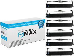 SuppliesMAX Compatible Replacement for Okidata MICROLINE 620/690/ML-620/ML-690 Black Printer Ribbons (6/PK) (O-620-BL)
