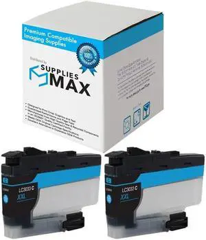 SuppliesMAX Compatible Replacement for Brother DCP-J1100DW/MFC-J805DW/MFC-J815DW/MFC-J995DW/MFC-J1300DW Cyan Super High Yield Inkjet (2/PK-3000 Page Yield) (LC-3033C_2PK) SuppliesMAX Compatible Replacement for Brother DCP-J1100DW/MFC-J805DW/MFC-J815DW/MFC-J995DW/MFC-J1300DW Cyan Super High Yield Inkjet (2/PK-3000 Page Yield) (LC-3033C_2PK)