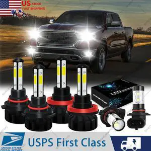 For 2016-2018 Dodge RAM 1500 2500 3500 Led Headlight Hi/Lo+Fog light Bulbs Kit