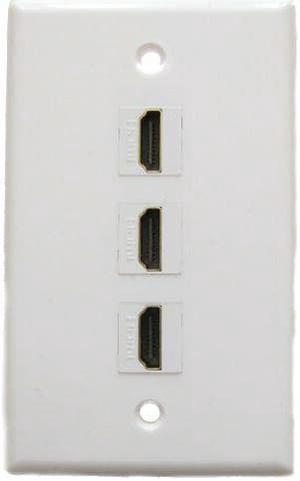 3 Port HDMI Single Gang 4K HD 1080P Cable Coupler Jack Extender Cable Wall Plate