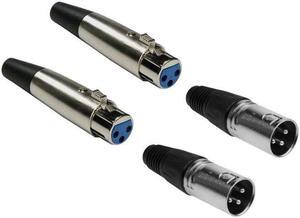 4 Lot - XLR 3-Pin Male Female Audio Mic Microphone Adapter Cable Connector Plug