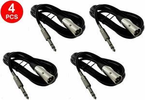 4 PACK  6FT XLR 3 Pin Male to 1/4" Stereo TRS Plug Mic Microphone Cord Cable v2