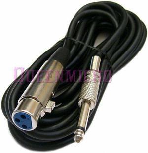 15Ft XLR 3Pin Female to 1/4" Mono Plug Shielded Mic Microphone Audio Cord Cable