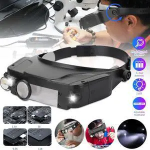 Jewelers Head Headband Magnifier LED Illuminated Visor Magnifying Glasses Loupe