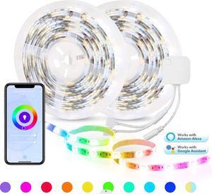 Smart LED Strip Lights, 32.8ft WiFi RGBW, Work with Alexa, Google Assistant