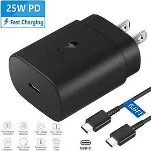 25w Type USB-C Super Fast Wall Charger+6FT Cable For  Galaxy S20 S21 5G