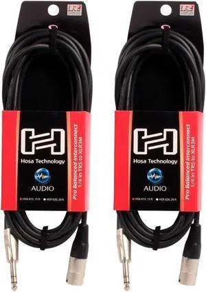 Pair Of 2   HSX-015 15 Ft. 1/4" TRS  XLR 3 Pin DJ/Pro Audio Speaker Cables