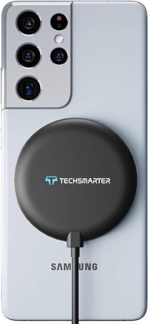 Techsmarter 15W Wireless Charger Pad with Suction Cups. Compatible with iPhone 13, 12, 11, XS, X, XR, 8, Samsung S21, S20, S10, S9, S8, S7, Note 20, 10, 9, LG ThinQ