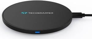 Techsmarter 15W Fast Charging Wireless Charger Pad, Compatible with iPhone 15, 14, 13, 12, 11, X, XR, XS, 8 Samsung Galaxy S23, S22, S21, S20, S10, S9 Note, LG ThinQ