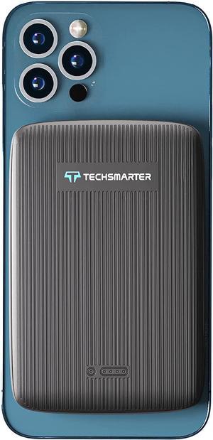 Techsmarter 10000mAh Magnetic Wireless Qi Power Bank, 18W USB-C PD Portable Phone Charger. Compatible with iPhone 12, 13, 14 only