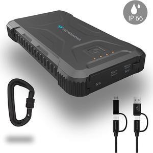 TECHSMARTER 20000mah Rugged & Waterproof 18W USB-C PD Port Power Bank. Extreme Tactical Portable Charger Heavy Duty, Camping, Outdoor with Flashlight. Compatible with iPhone, Samsung, iPad