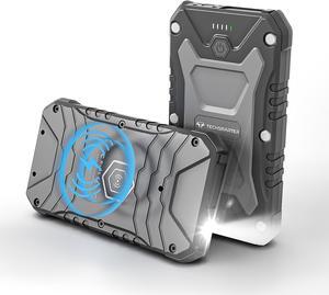 TECHSMARTER 10000mAh Rugged & Waterproof 22.5W USB-C PD & 15W Wireless Charging Portable Charger Power Bank for Outdoors, Hiking, Camping, Compatible with iPhone, iPads, Samsung, Androids
