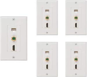 Buyer's Point HDMI 3GHz Coax Ethernet Wall Plate [UL Listed] (White) - 5 Pack