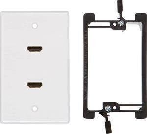 Buyer's Point HDMI Wall Plate [UL Listed] (2 Port) Insert Built-in Hi-Speed HDMI Cable Ethernet Decora Style Dual Jack/Plug for Outlet Port w Single Gang Low Volt Mounting Bracket (White Kit) - 2 Pack