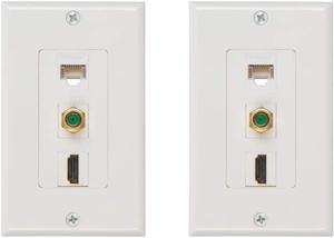 Buyer's Point HDMI 3GHz Coax Ethernet Wall Plate [UL Listed] (White) - 2 Pack