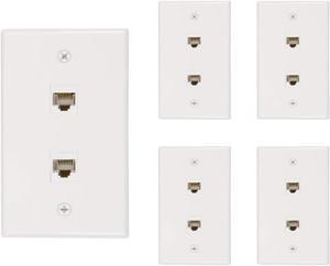 Buyer's Point 2 Port Cat6 Ethernet Wall Plate, Female-Female White - 5 Pack