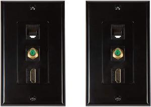 Buyer's Point HDMI 3GHz Coax Ethernet Wall Plate [UL Listed] (Black) - 2 Pack