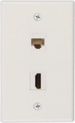 Buyer's Point HDMI and Cat6 Ethernet RJ45 Wall Plate [UL Listed] (White) - 2 Pack