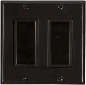 Buyer's Point Dual Brush Wall Plate [UL Listed] (Black) - 2 Pack