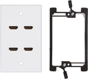 Buyer's Point HDMI Wall Plate [UL Listed] with 6-Inch Pigtail Built-in Flexible Hi-Speed HDMI Cable with Ethernet with Single Gang Low Voltage Mounting Bracket Device (White Kit) -1 Pack