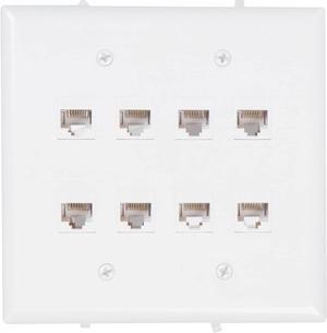 Buyer’s Point 8 Port Gang Ethernet Cat6 RJ45 Network Wall Plate (White) -1 Pack