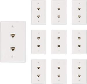 Buyer's Point 2 Port Cat6 Ethernet Wall Plate, Female-Female White - 10 Pack