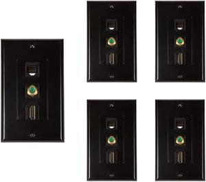 Buyer's Point HDMI 3GHz Coax Ethernet Wall Plate [UL Listed] (Black) - 5 Pack