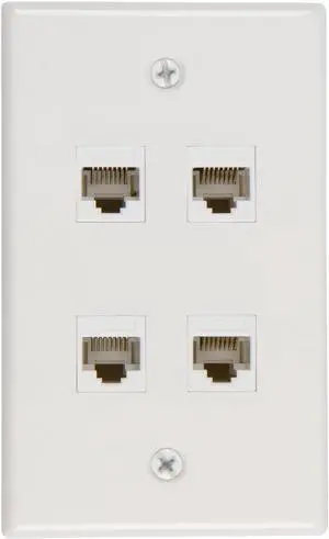 Buyer's Point 4 Port Cat6 Wall Plate, Female-Female White -1 Pack