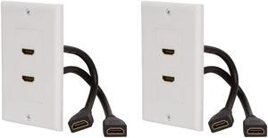 Monoprice 2-port 2-piece Inset Wall Plate with 4in Built-in Flexible High  Speed HDMI Cable With Ethernet, White 