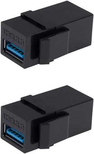 Buyers Point USB 3.0 Keystone Jack Inserts Female to Female Adapters Coupler Insert Snap-in Connector Socket Adapter Port for Wall Plate Outlet Panel  Black (2 Pack)