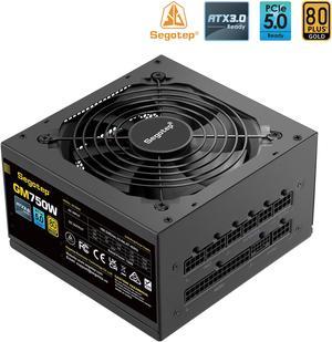 Segotep 750W Power Supply Full Modular 80 Plus Gold PSU, 600W 12VHPWR Cable Included, 12+4PIN port and Dual 6+2Pin ports for Different Graphics cards, Silent Fan mode, ATX 3.0 Gaming Power Supply