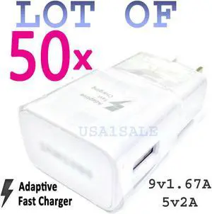 LOT 50x White Adaptive Fast Wall Charger For  S6 S7 Edge Note56 Rest