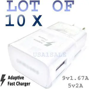 10x Adaptive Fast Wall Charger For  S7 S6 Edge Note 5 REAL 5v2A/9v1.67A