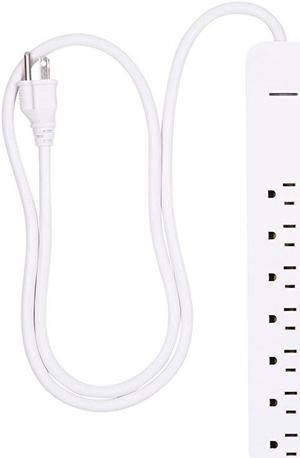 Power Strip Sur Protector 7 Outlets Long Power Cord 4ft Wall Mount Warranty White 36358