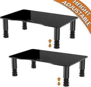 Pack Computer Monitor Stand Riser with Height Adjustable Multi Media Desktop Stand for Flat Screen LCD LED TV LaptopNotebookXbox One Black HD01B0