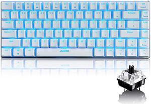 Wired Gaming Keyboard Ajazz AK33 Blue LED Backlit 82 Keys USB Mechanical Pro Gamer Keypad for Office Typists Playing Games Black Switch White