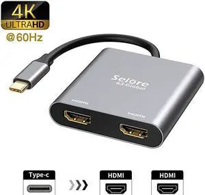 C to Dual HDMI Adapter 4K 60hzType C to HDMI Converter for MacBookMacBook Pro 202020192018MacBook AirChromebook PixelLenovoYoga 920Thinkpad T480Dell XPS 1315Surface Book 2 etc