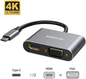 USB C to HDMI VGA Adapter USB C Hub with 4K HDMI 1080P VGA Compatible with MacBook ProAiripad Pro 2018Dell XPS and More
