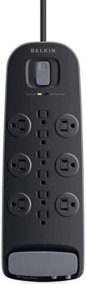 12Outlet Power Strip Surge Protector wFlat Plug 8ft Cord Ideal for Computers Home Theatre Appliances Office Equipment 4000 Joules