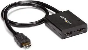 com 4K HDMI Splitter 1 In 2 Out - 4K 30Hz HDMI 1.4 2 Port Video Splitter Box -with high speed HDMI cable, USB power cable - Black (ST122HD4KU)