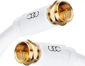 Cable Triple Shielded CL3 inWall Rated Gold Plated Connectors 10ft RG6 Digital Audio Video with Male F Connector Pin 10 Feet