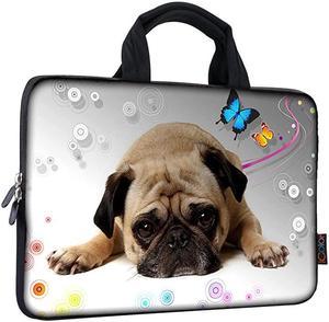 97 10 101 102 inch Neoprene Tablet Bag Carring Case Sleeve Cover with Handle for 97 to 102 Inch LaptopsNotebookebooksKids TabletApple ipad Pug Sleep ICB1002