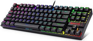 K552 Mechanical Gaming Keyboard 60 Compact 87 Key Kumara Wired Cherry MX Blue Switches Equivalent for Windows PC Gamers RGB Backlit Black