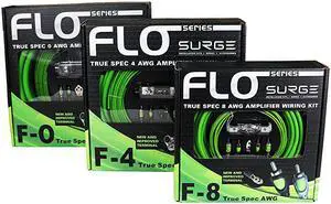 Surge F-4 Flo Series by Surge 4 Gauge 2000W AWG Amplifier Installation Wiring Amp Install Kit,Envy Green
