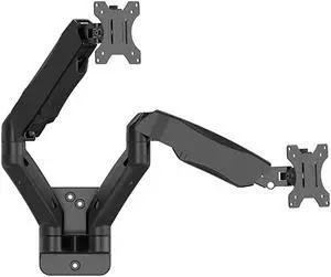 Dual LCD Monitor Fully Adjustable Gas Spring Wall Mount Fit 2 Screens VESA up to 27 inch 143 lbs Weight Capacity per Arm GSWM002 Black