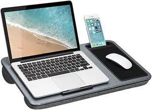 Home Office Lap Desk with Device Ledge Mouse Pad and Phone Holder Silver Carbon Fits Up to 156 Inch Laptops Style No 91585
