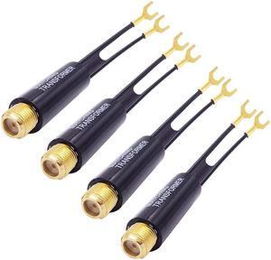 4 Pack Gold Plated) 75 Ohm to 300 Ohm UHF/VHF/FM Matching Transformer Converter Adapter with F Type Female Coax Coaxial Connector Plug Jack for TV Antenna Cable Wire