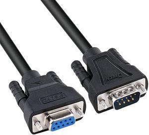 DB9 RS232 Serial Cable Male to Female Extension Null Modem Cord Cross TXRX line for Data Communication 6 Feet Black