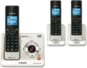 LS64253 DECT 60 Expandable Cordless Phone with Answering System and Caller IDCall Waiting Silver with 3 Handsets